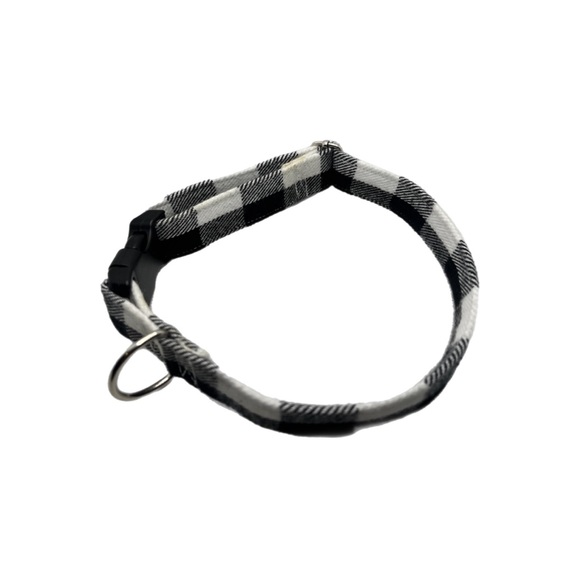 1” Black&White Plaid Dog Collar - Picture 2 of 8